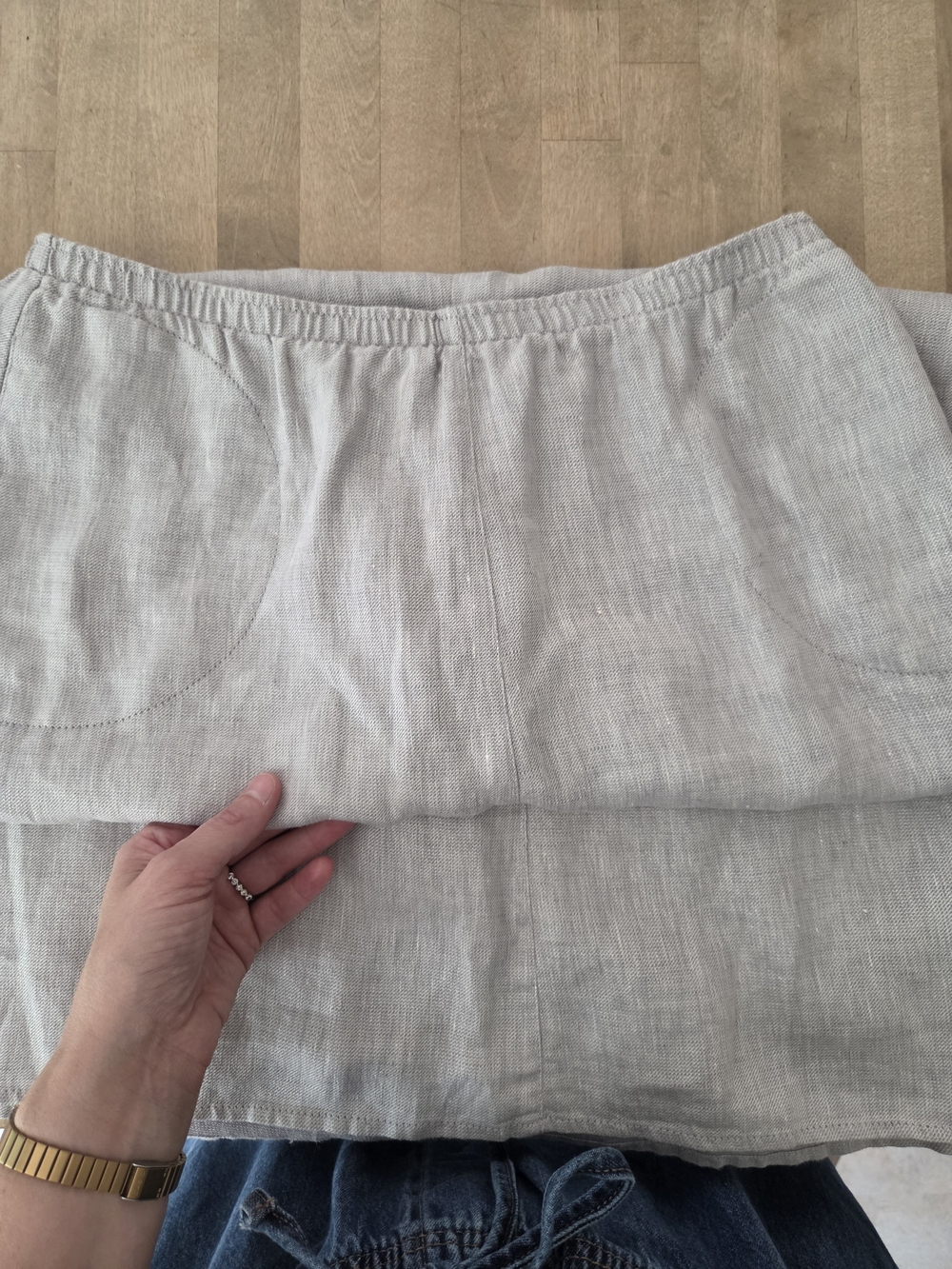 J. Jill Linen Gray Metallic Maxi Skirt S